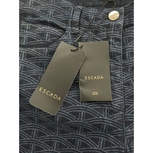 Escada Women's Patterned Straight Leg‎ Jeans Size 8 / 38 NWT $285 Metal Logo - Picture 2 of 12